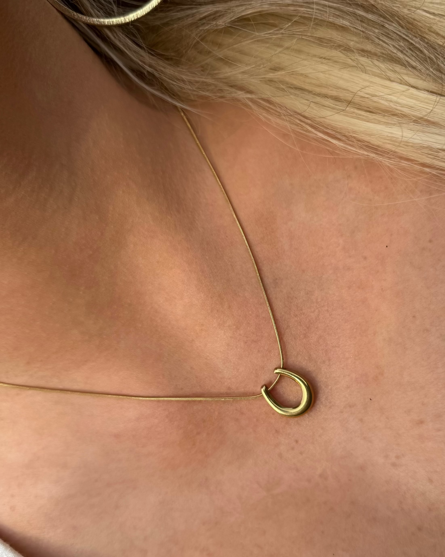 Dainty 18k gold plated everyday layering necklace, detail view — the Spirit by Saddle & Stone